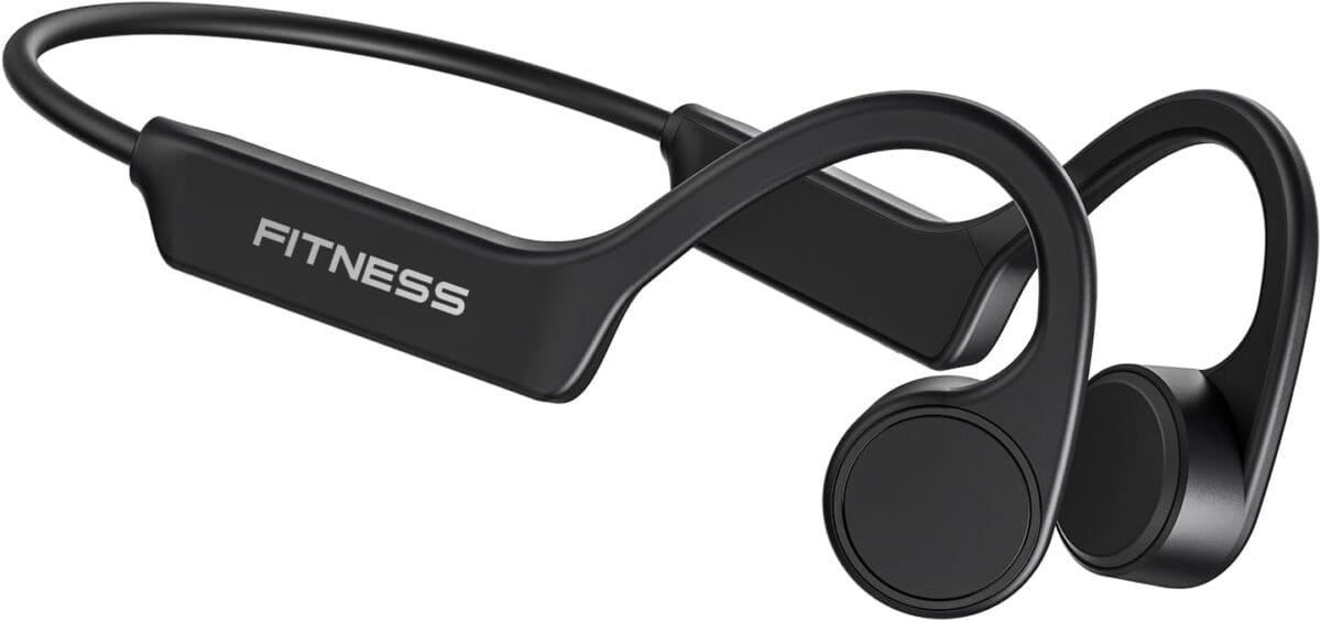 PSIER Bone Conduction Headphones, Open Ear Bluetooth 5.3 Wireless Headphone, Bone Conduction Earbuds 8H Playtimes Sports Earphones with Mic, IPX6 Waterproof Earbuds for Hiking, Cycling, Gym, Black