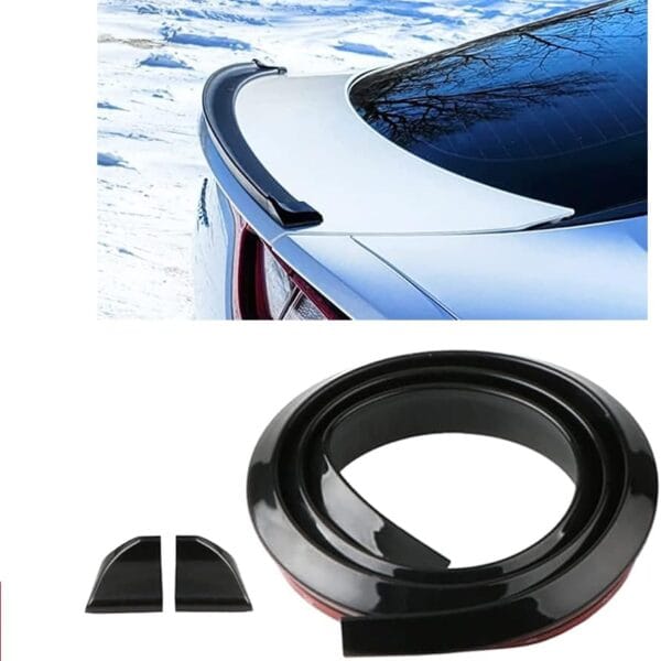 Car Trunk Spoiler Roof Lip Kit,3D PU Rear Trunk Lip or Roof Spoiler Sticker Bar with Carbon Fiber Pattern,Car Rear Spoiler Exterior Rear Spoiler Kit, Punch-Free Installation for Most Cars (Black)