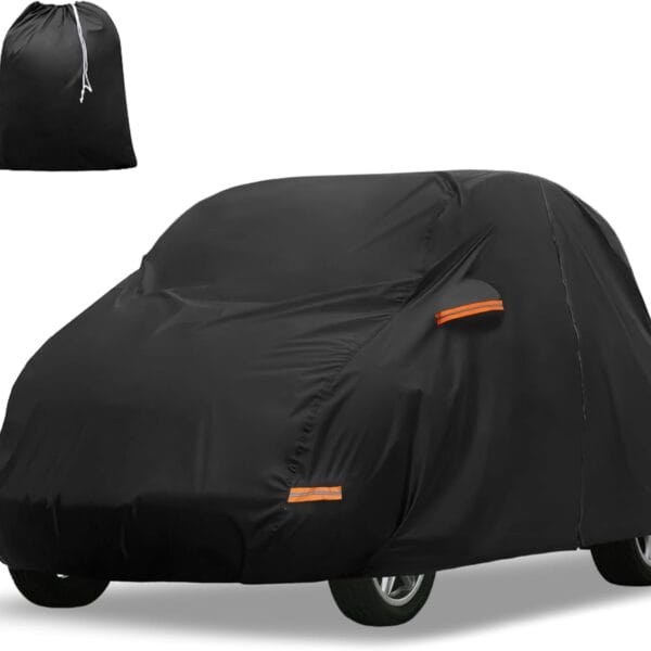 X AUTOHAUX Car Cover for Smart Fortwo 2007-2019 210D-PU Outdoor Full Car Cover All Weather with Door Zipper for Waterproof Windproof Sun Rain Snow Protection