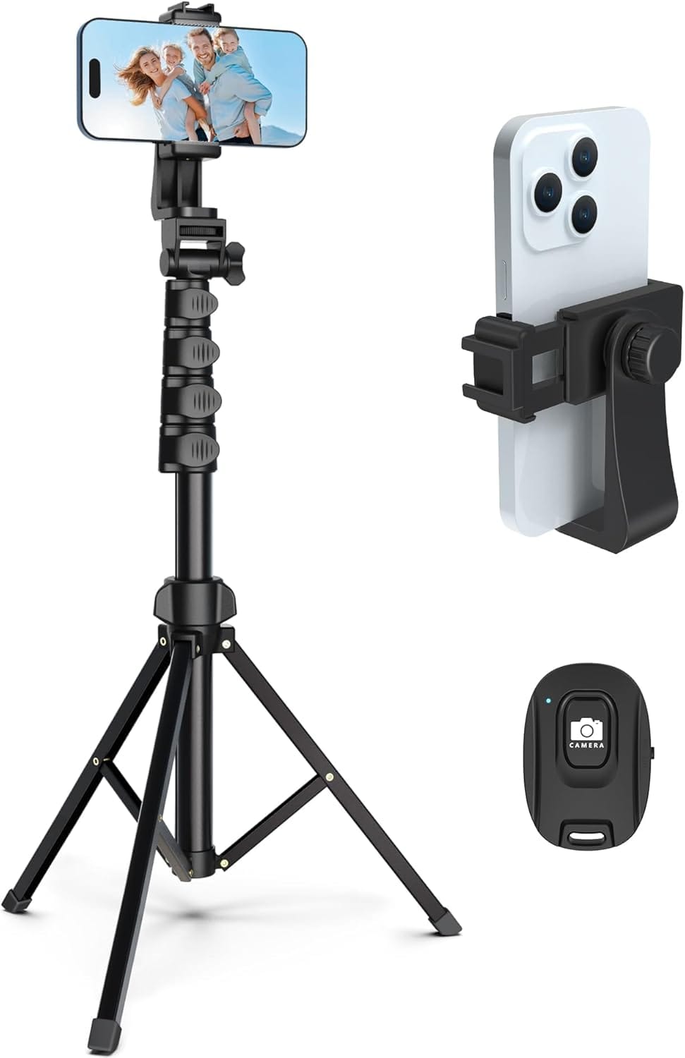 64 Tripod For Cell Phone & Camera, Phone Tripod With Remote And Phone Holder, Sturdy & Stable Height Adjustable Multi Angle Shot Selfie Stick Tripod For Video Recording 64 Tripod for Cell Phone & Camera, Phone Tripod with Remote and Phone Holder, Sturdy & Stable Height Adjustable Multi-Angle Shot Selfie Stick Tripod for Video Recording