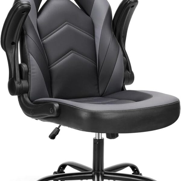 Sweetcrispy Computer Gaming Desk Chair - Ergonomic PU Leather with Comfy Lumbar Support, Height Adjustable Rolling Desk with Flip-up Armrests, for Home and Office