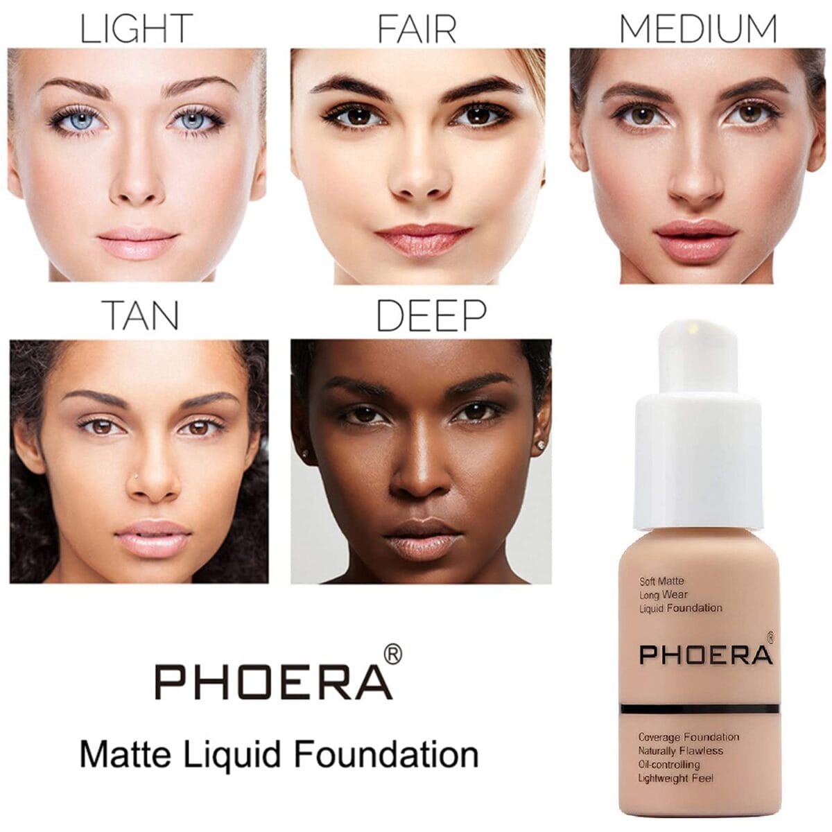Hilareco PHOER Foundation, 1 pcs-105- Sand, Full Coverage Concealer, 30ml, Matte Liquid Foundation, Cruelty-free, Vegan Guarantee