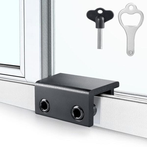 ZRFCXE Window Locks,4 Pack Sliding Window Locks with Key for Vertical & Horizontal Sliding Windows Doors,Easv to Install,Adjustable Security Window Lock for Patio Bedroom Home and Office (Black)