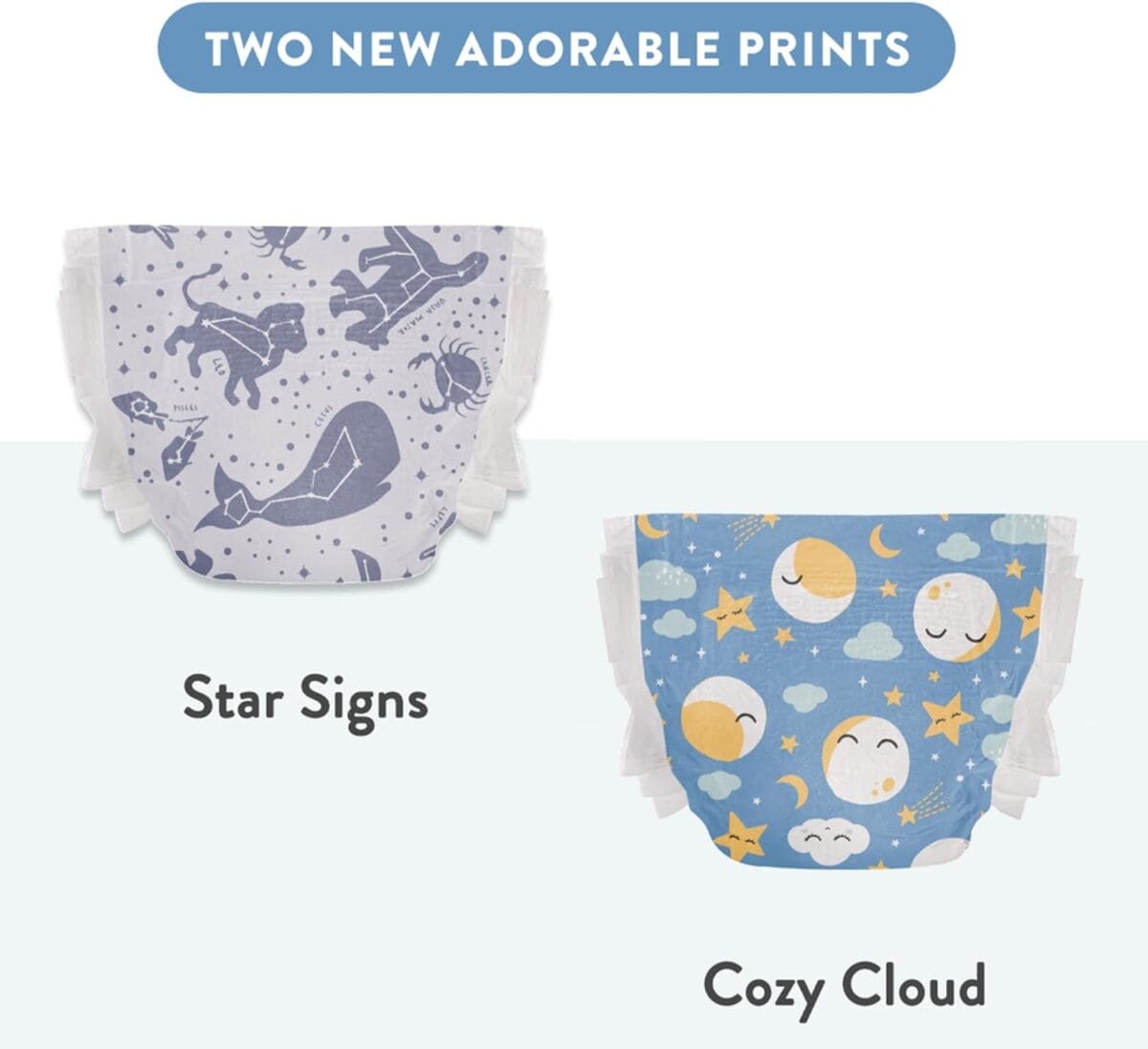 The Honest Company Clean Conscious Overnight Diapers for Sensitive Skin | Hypoallergenic, Fragrance Free | Cozy Cloud + Star Signs | Club Box, Size 4 (22-37 lbs), 48 Count