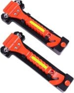 2 PCS Go DeCho Car Safety Hammer Emergency Escape Tool with Seat Belt Cutter and Vehicle Window Glass Breaker with Light Reflective Tape