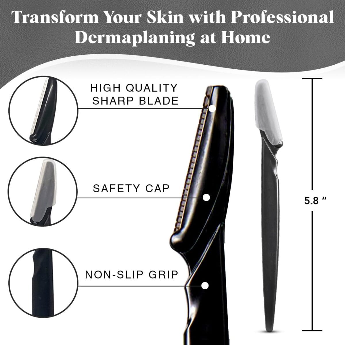 Kitsch Dermaplaning Tool – Face Razors for Women and Men, Eyebrow Trimmer and Face Shaver, Facial Hair Removal, Facial Razors for Women and Men, Dermaplane Razor – 12pc, Black