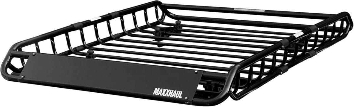 MaxxHaul 70115 46" x 36" x 4-1/2" Roof Rack Rooftop Cargo Carrier Steel Basket, Car Top Luggage Holder for SUV and Pick Up Trucks - 150 lb. Capacity, Black