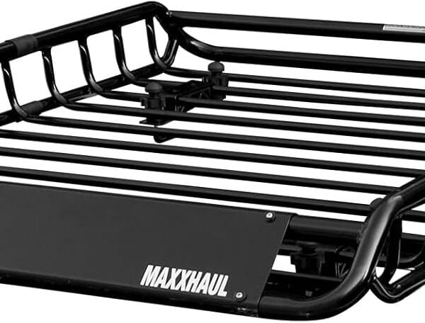 MaxxHaul 70115 46" x 36" x 4-1/2" Roof Rack Rooftop Cargo Carrier Steel Basket, Car Top Luggage Holder for SUV and Pick Up Trucks - 150 lb. Capacity, Black