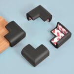 12 Pack Soft Corner Protector Baby Proofing Edge and Corner Guards, Safety Pre-Taped Rubber Foam Furniture Bumper for Fireplace, Table, Stair, Cabinet (Black)