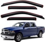 WV194109 In-Channel Window Deflector & Visor Rain Guard, Dark Smoke, 4-Pieces Set, Fit 2009-2018 Dodge Ram 1500 Crew Cab, 2010-2024 Ram 2500 & 3500 Crew & Mega Cab, 2019-2024 Ram 1500 Classic Crew Cab