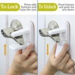 Door Lever Lock (2 Pack) Prevents Toddlers from Opening Doors Easy One-Hand Operation for Adults Durable ABS with 3M Adhesive Backing No Tools Needed for Install