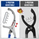 WORKPRO Oil Filter Wrench Set, 9″ & 12″ Adjustable Oil Filter Removal Pliers Tools, Ideal for Engine Filters, Cars, and Trucks, 2-piece