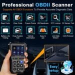 AMTIFO OBD2 Scanner with Battery Tester – Diagnostic Tool for Cars, Check Engine Light & Emissions Readiness, Real-Time Date, Plug & Play, Multilingual, Support All Vehicles