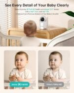2K Video Baby Monitor with Camera and Audio, 3600ft Long Range Baby Monitor No WiFi 5.5″ FHD Screen ANC Baby Camera Wireless, Room, Portable, Night Vision, 2-Way Talk, AI Cry Detect, 6000mAh