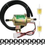 Universal Electric Fuel Pump Kit for All 12V Cars Trucks Boats Carburetor Lawn Mower, DC 12V (3-6PSI) Fuel Pump+ 2M 5/16" ID Fuel Line + Fuel Filters + 10pcs Hose Clamp