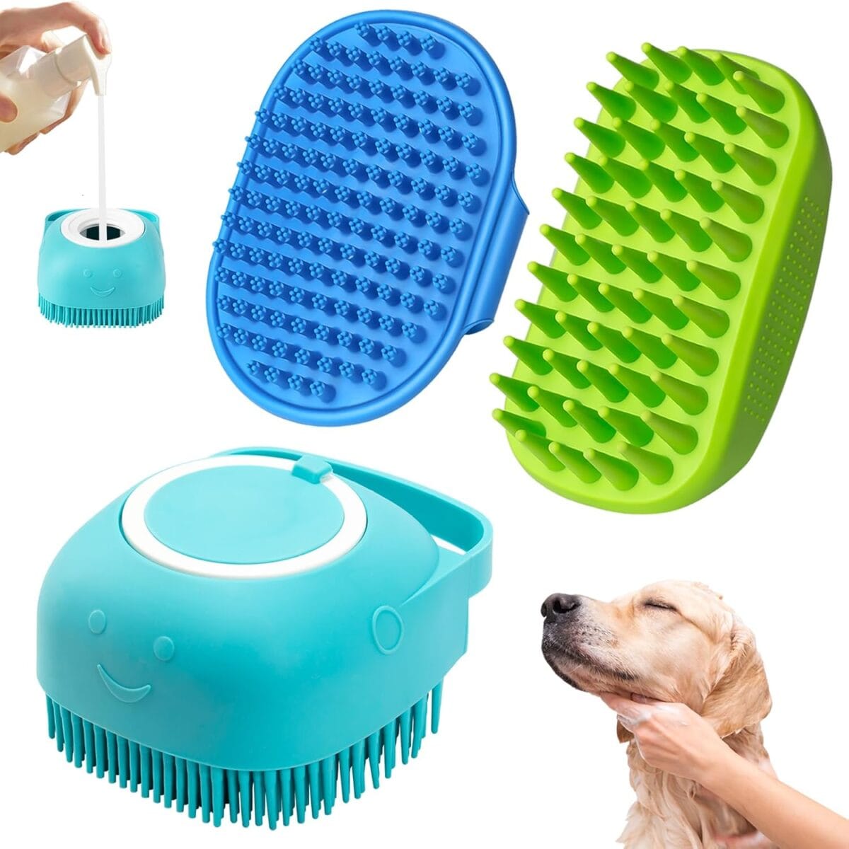 Dog Shampoo Brush, Dog Scrubber for Bath, Dog Shower Brush - Image 1