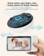 2K Video Baby Monitor with Camera and Audio, 3600ft Long Range Baby Monitor No WiFi 5.5″ FHD Screen ANC Baby Camera Wireless, Room, Portable, Night Vision, 2-Way Talk, AI Cry Detect, 6000mAh