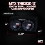 MTX Terminator Dual 12-Inch Subwoofers with Loaded Enclosure, 1200W Max Power, 400W RMS