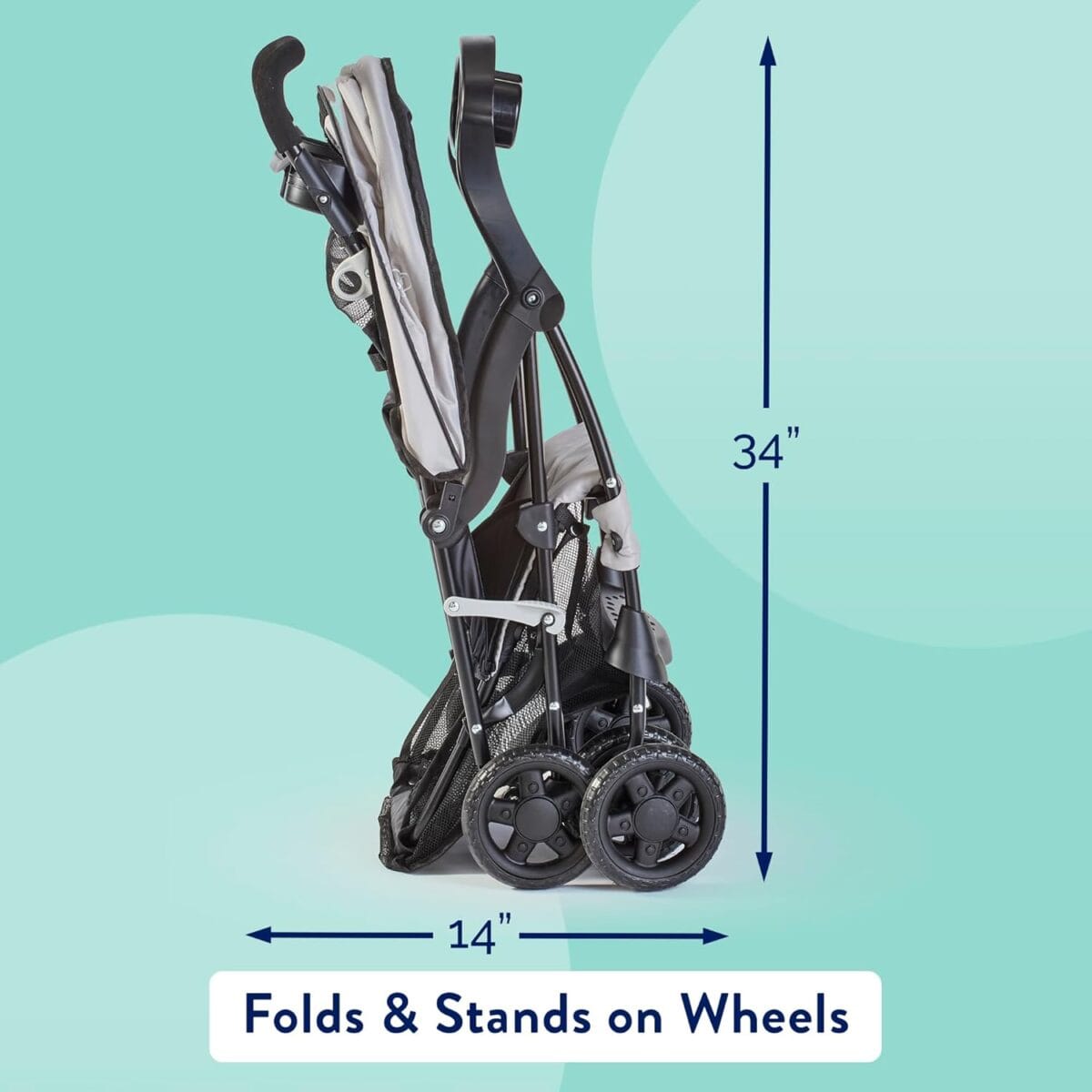 Kolcraft Cloud Plus Lightweight Toddler Umbrella Baby Stroller with Large Storage Basket and Canopy, Reclining Seat, Child and Parent Trays, Compact Easy Fold for Summer Travel – Slate Gray