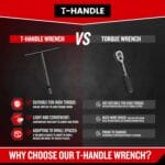 T-Handle Wrench Socket Set, Cr-V Steel T Wrench Set Metric Size 6mm to 14mm, Wrench Tool Socket with Long Reach for Motorcycle Dirtbike Bicycle Repair (7 Pack)