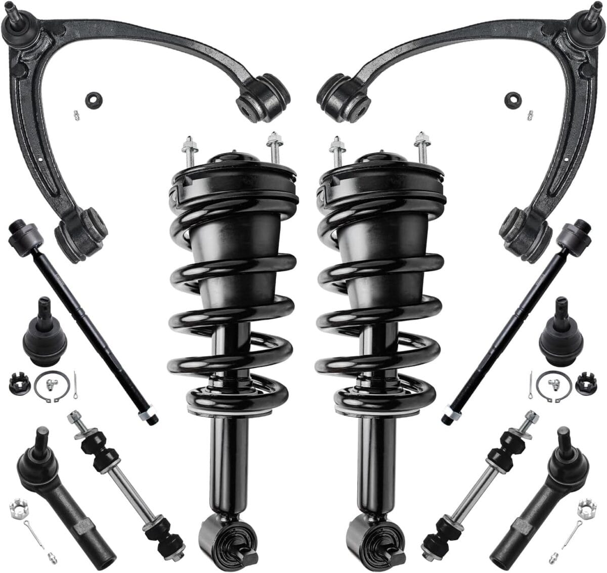 Detroit Axle - 12pc Front End Suspension Kit for Chevy GMC Suburban Silverado Sierra Yukon XL 1500 Tahoe Avalanche Escalade ESV EXT Upper Control Arms Lower Ball Joints Struts Replacement Sway Bars