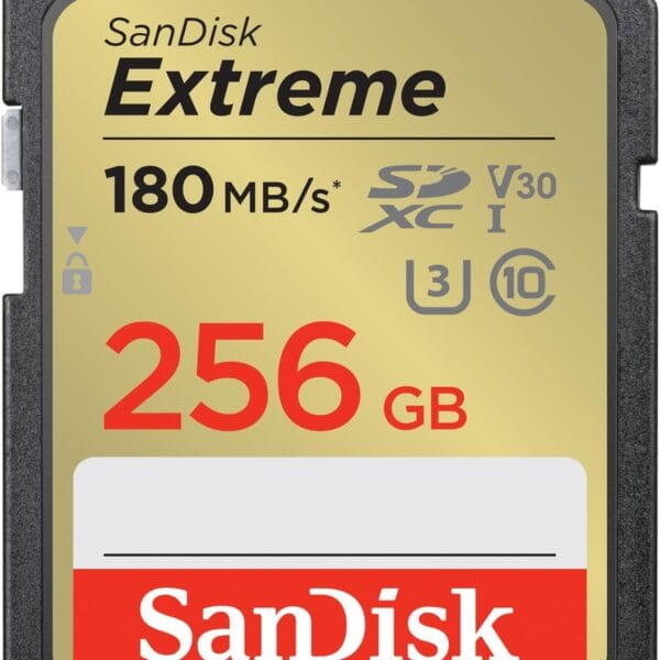 SanDisk 256GB Extreme SDXC UHS-I Memory Card - C10, U3, V30, 4K, UHD, SD Card - SDSDXVV-256G-GNCIN