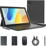 Andoird 14 Tablet 10 inch, 2 in 1 Tablets with Keyboard Case Stylus Mouse, 10GB RAM 64GB ROM 1TB Expand, Octa-Core 2.0Ghz, 5G WiFi, BT5.0, 6000mAh, 8MP Camera, 1280 x 800 HD Screen, Widevine L1, GMS