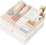 Criusia Drawer Organizer Clothes, 10 Pack Dresser Organizer for Baby Clothes, Underwear, Sock- Foldable Closet Organization and Storage Dividers Bins for Nursery, Bedroom (Beige)
