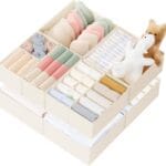 Criusia Drawer Organizer Clothes, 10 Pack Dresser Organizer for Baby Clothes, Underwear, Sock- Foldable Closet Organization and Storage Dividers Bins for Nursery, Bedroom (Beige)