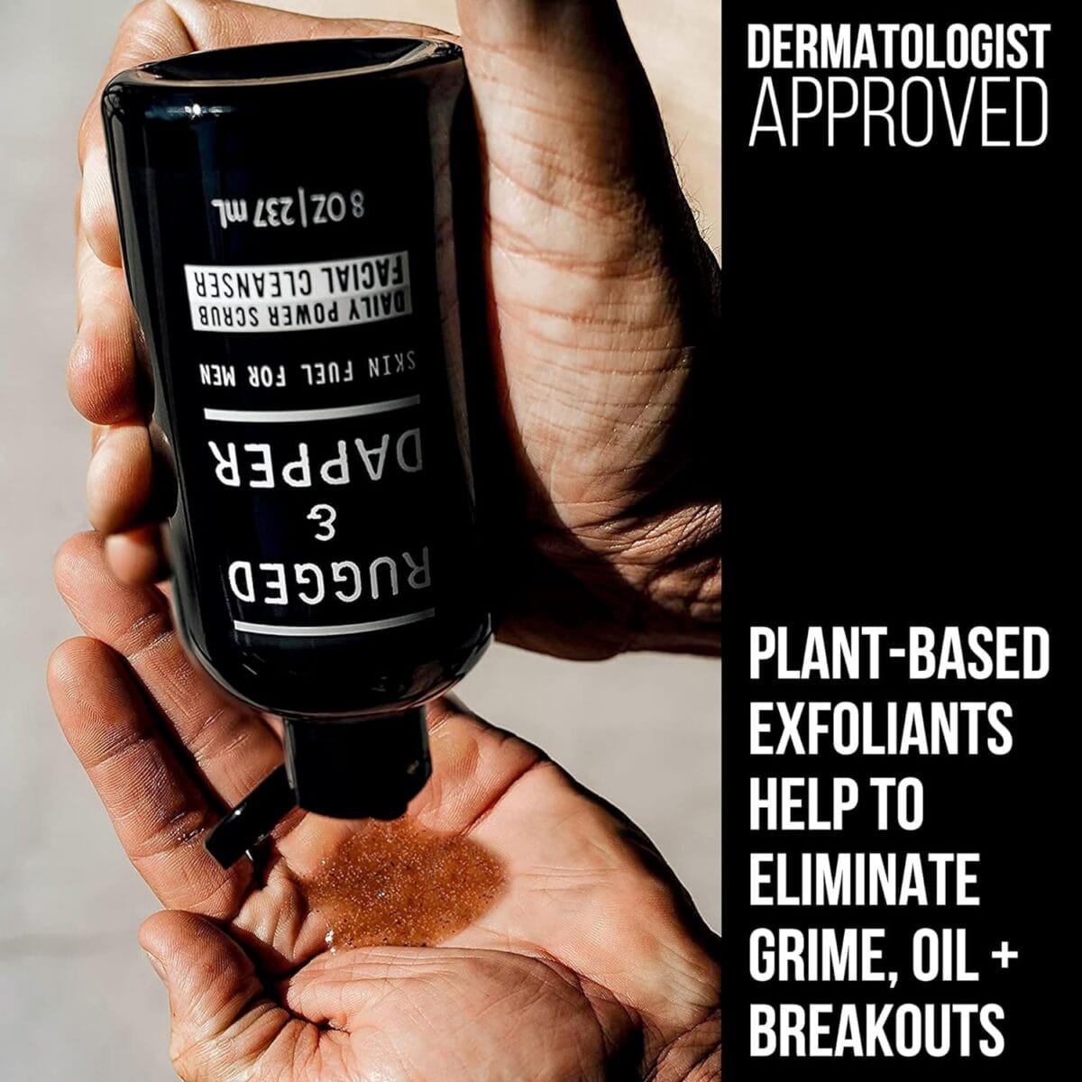 RUGGED & DAPPER Daily Power Scrub | 8 oz | Premium Exfoliating Mens Face Wash | Deep Cleans + Prevents Breakouts | Face Wash Men’s | Natural Ingredients | Made in USA
