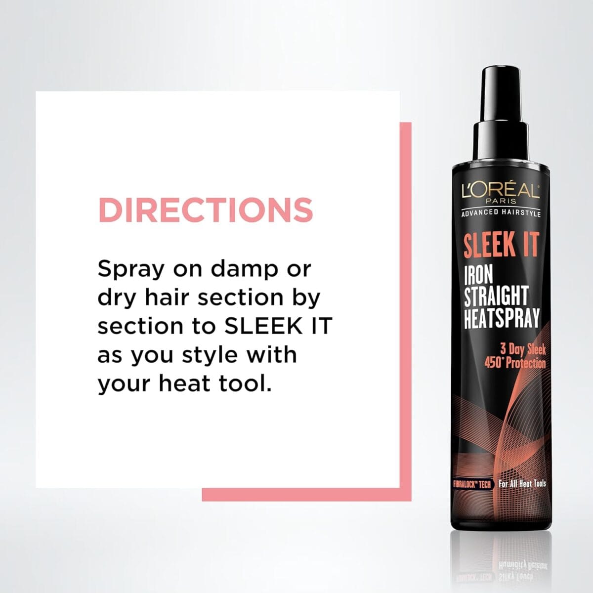 L’Oral Paris Advanced Hairstyle Sleek It Iron Straight Heat Spray, 5.7 Ounce