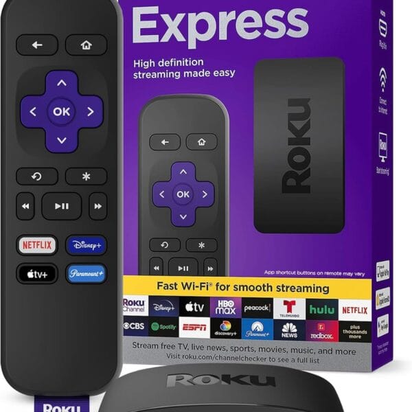 Roku Express | HD Roku Streaming Device with Standard Remote (no TV controls), Free & Live TV