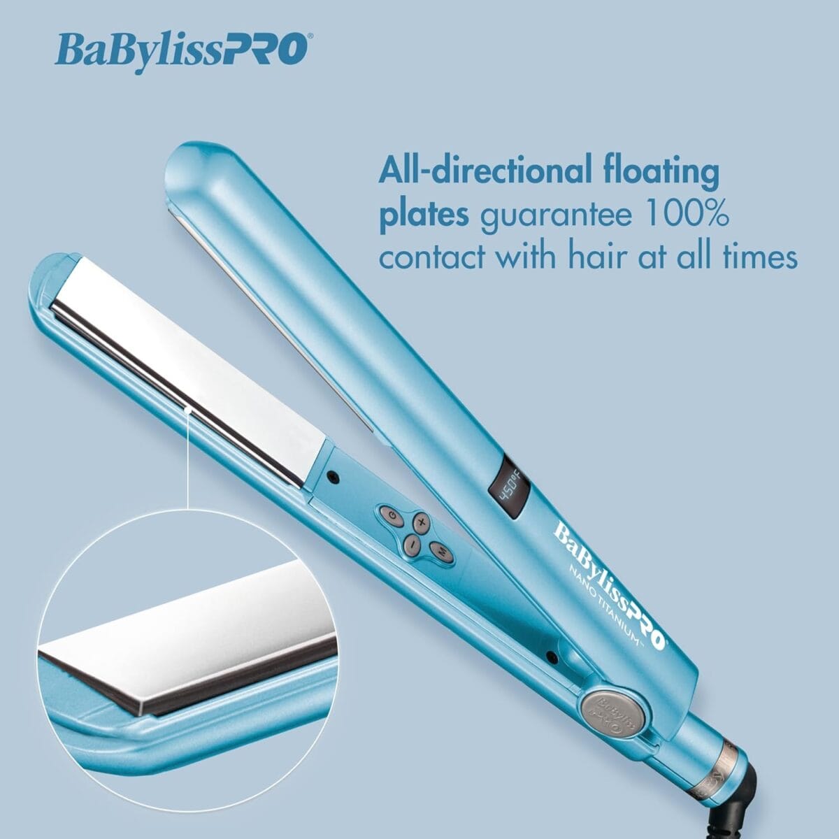 BaBylissPRO Nano Titanium Flat Iron Hair Straightener, 1″ Digital Hair Straightener Iron for Professional Salon Results and All Hair Types