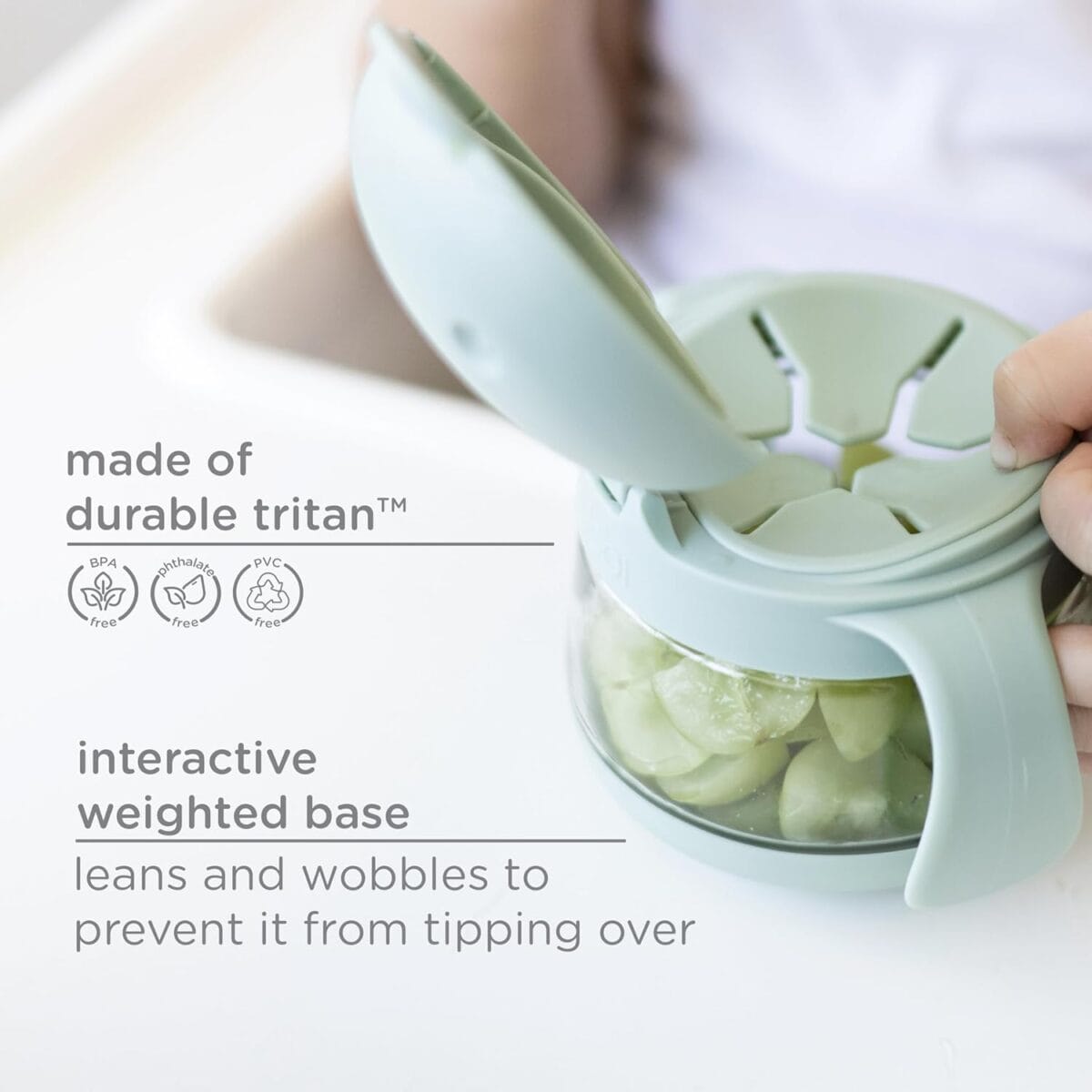 Ubbi Tweat No Spill Snack Container for Kids, BPA-Free, Toddler Snack Container, Easter Basket Stuffer, Sage & Blue