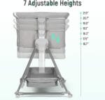Cowiewie Bassinet Bedside Sleeper, Baby Bassinet with 7 Adjustable Height, Bedside Bassinets for Baby with Breathable Mesh Sides & Mattress, XL Storage, Easy Folding Baby Crib (Pyramid Light Gray)