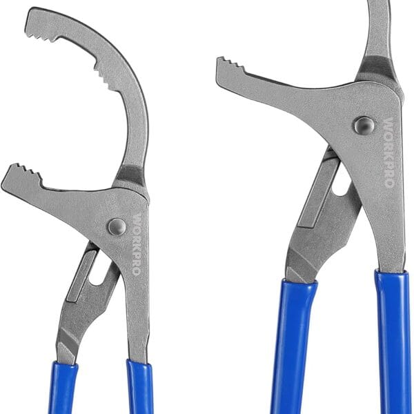 WORKPRO Oil Filter Wrench Set, 9" & 12" Adjustable Oil Filter Removal Pliers Tools, Ideal for Engine Filters, Cars, and Trucks, 2-piece