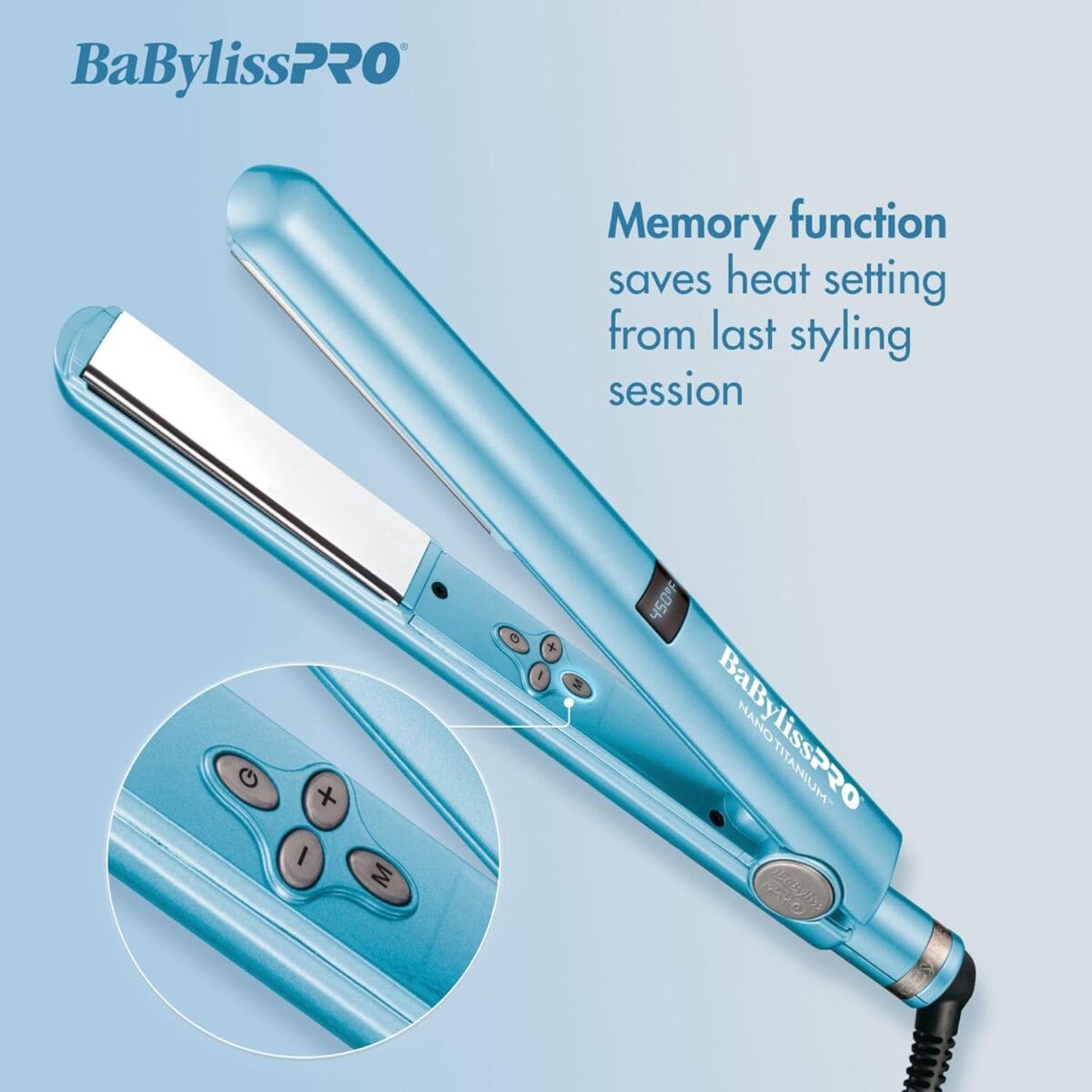 BaBylissPRO Nano Titanium Flat Iron Hair Straightener, 1″ Digital Hair Straightener Iron for Professional Salon Results and All Hair Types