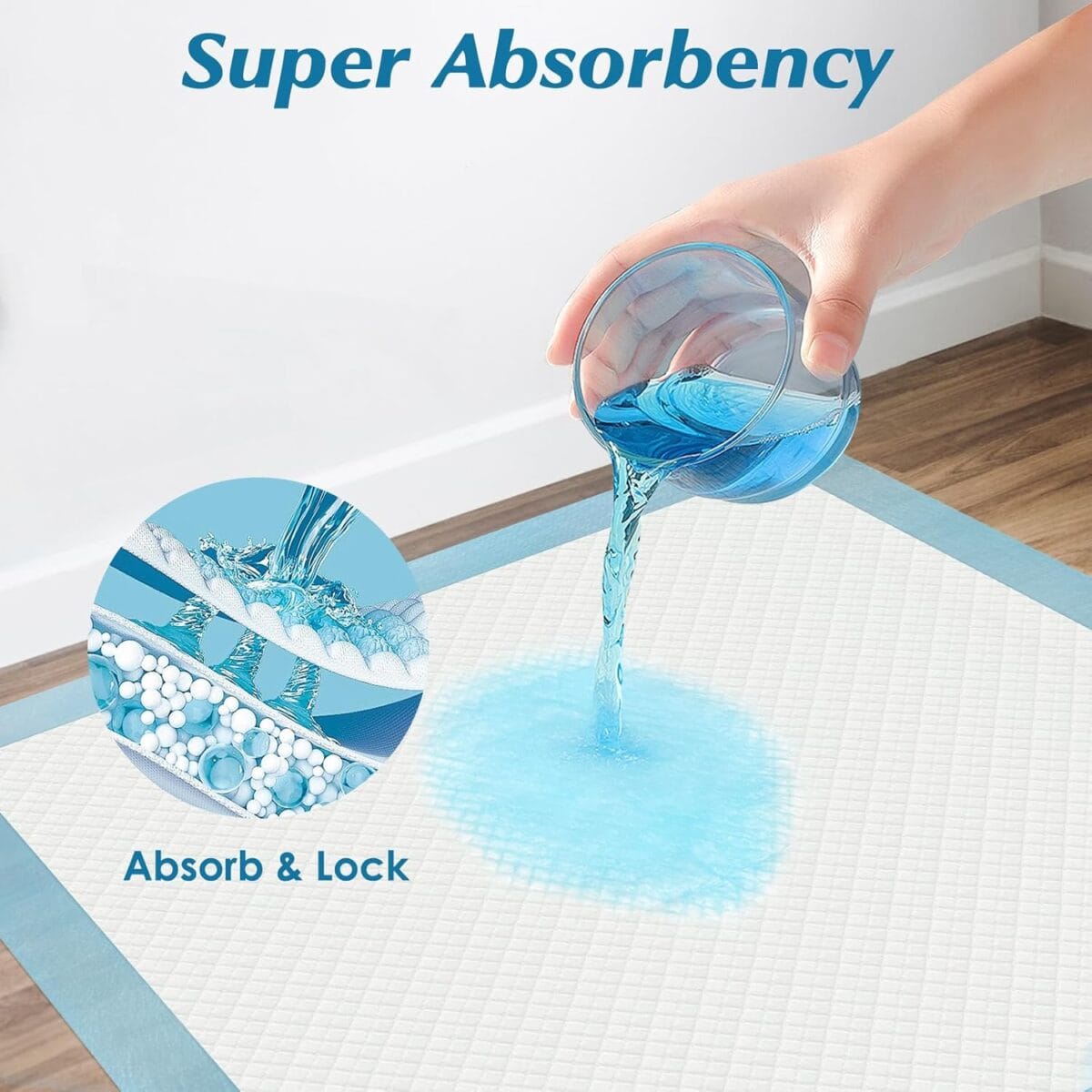 50 Count Super Absorbency Disposable Underpads, Leakproof Quick Drying Disposable Pads for Baby, Puppy and Adults, Disposable Changing Pads for Baby, Disposable Diaper Changing Pads, 17 x 13
