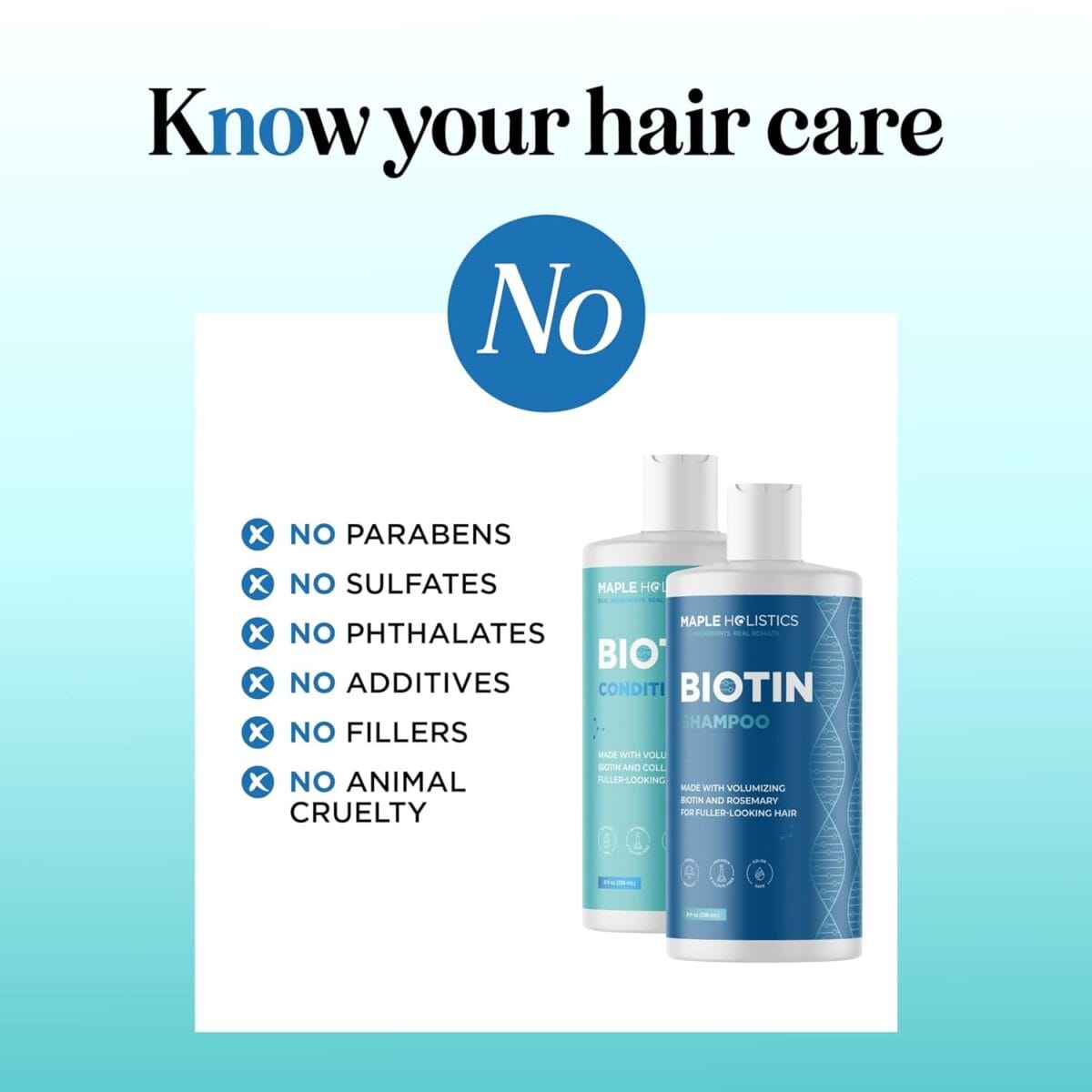 Volumizing Biotin Shampoo and Conditioner Set – Sulfate Free Shampoo and Conditioner for Dry Damaged Hair Care – Thinning Hair Shampoo and Conditioner with Nourishing Biotin and Rosemary Oil (8oz)