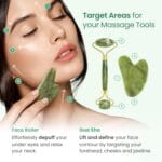PLANTIFIQUE Jade Roller & Gua Sha Set  Real Jade Facial Tools for Skin Care Routine  Certified Face Massager for Radiant Skin