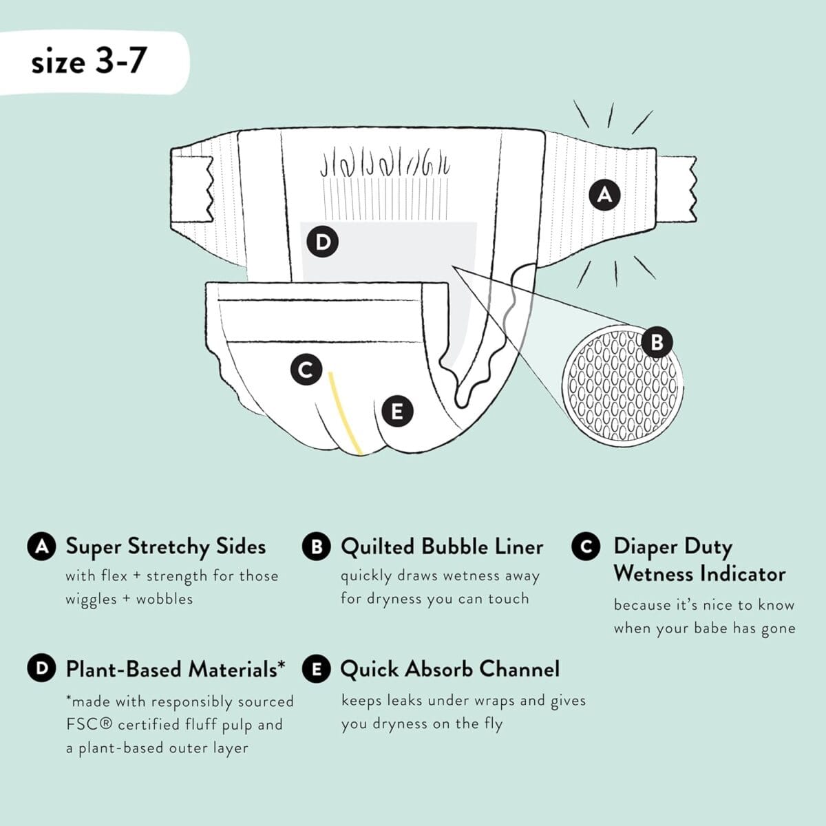 The Honest Company Clean Conscious Diapers for Sensitive Skin | Hypoallergenic, Fragrance Free | Gender Neutral Prints | Super Club Box, Size 3 (16-28 lbs), 120 Count