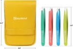 Tweezers Set, 4Pcs Eyebrows Tweezers for Women, Great Precision for Ingrown Hair, Splinter, Facial Hair Removal, Multicolored