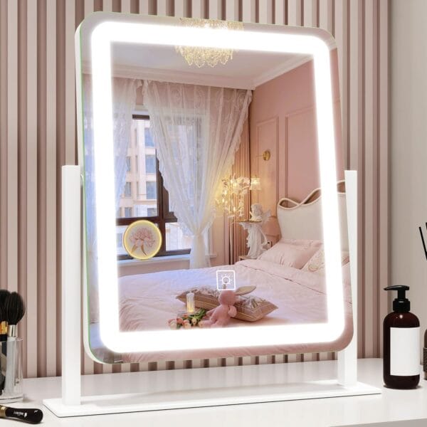 Vanity Mirror with Lights, 12.6"15" LED Makeup Mirror, Lighted Makeup Mirror with Lights, Smart Touch Control Dimmable 3 Modes Light, Lighted Up Mirror for Makeup Desk, Bedroom, Dressing Room