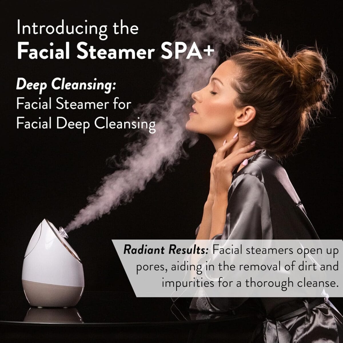 Facial Steamer SPA+ by Microderm GLO – Best Professional Nano Ionic Warm Mist, Home Face Sauna, Portable Humidifier Machine, Deep Clean & Tighten Skin, Daily Hydration for Maximum Serum Absorption