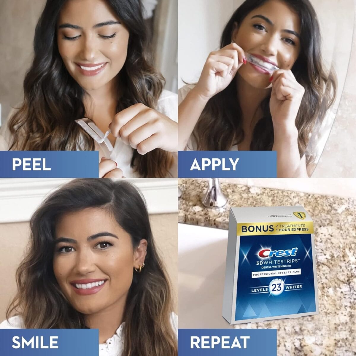 Crest 3D Whitestrips Professional Effects Plus, 3D White, Teeth Whitening Strip Kit, 48 Strips (24 Count Pack), Crest Teeth Whitening Strips, Teeth Whitening Kit