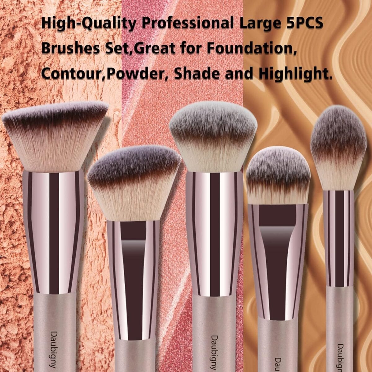 Makeup Brushes, Daubigny 16Pcs Complete Premium Synthetic Makeup Brush Set with Professional Foundation Brushes Powder Concealers Eye shadows Blush Makeup Brush for Perfect Makeup (Champagne Gold)