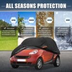 X AUTOHAUX Car Cover for Smart Fortwo 2007-2019 210D-PU Outdoor Full Car Cover All Weather with Door Zipper for Waterproof Windproof Sun Rain Snow Protection