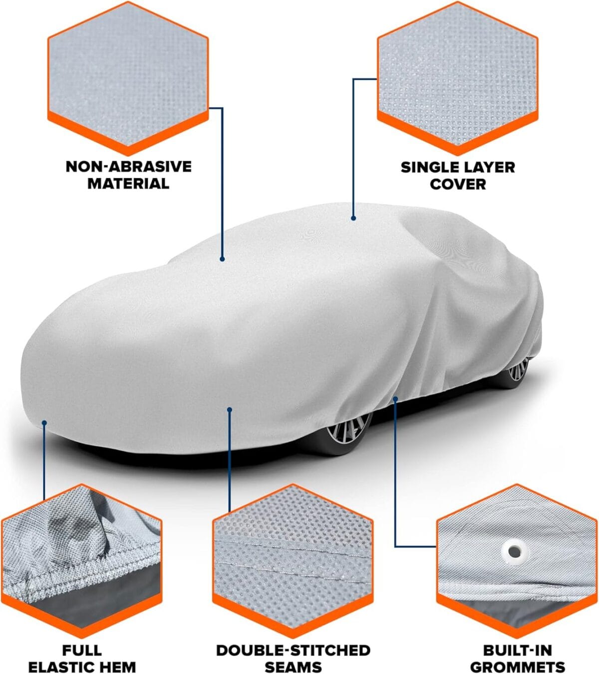 Budge Lite Car Cover Dirtproof, Scratch Resistant, Breathable, Dustproof, Car Cover Fits Sedans up to 200″, Gray