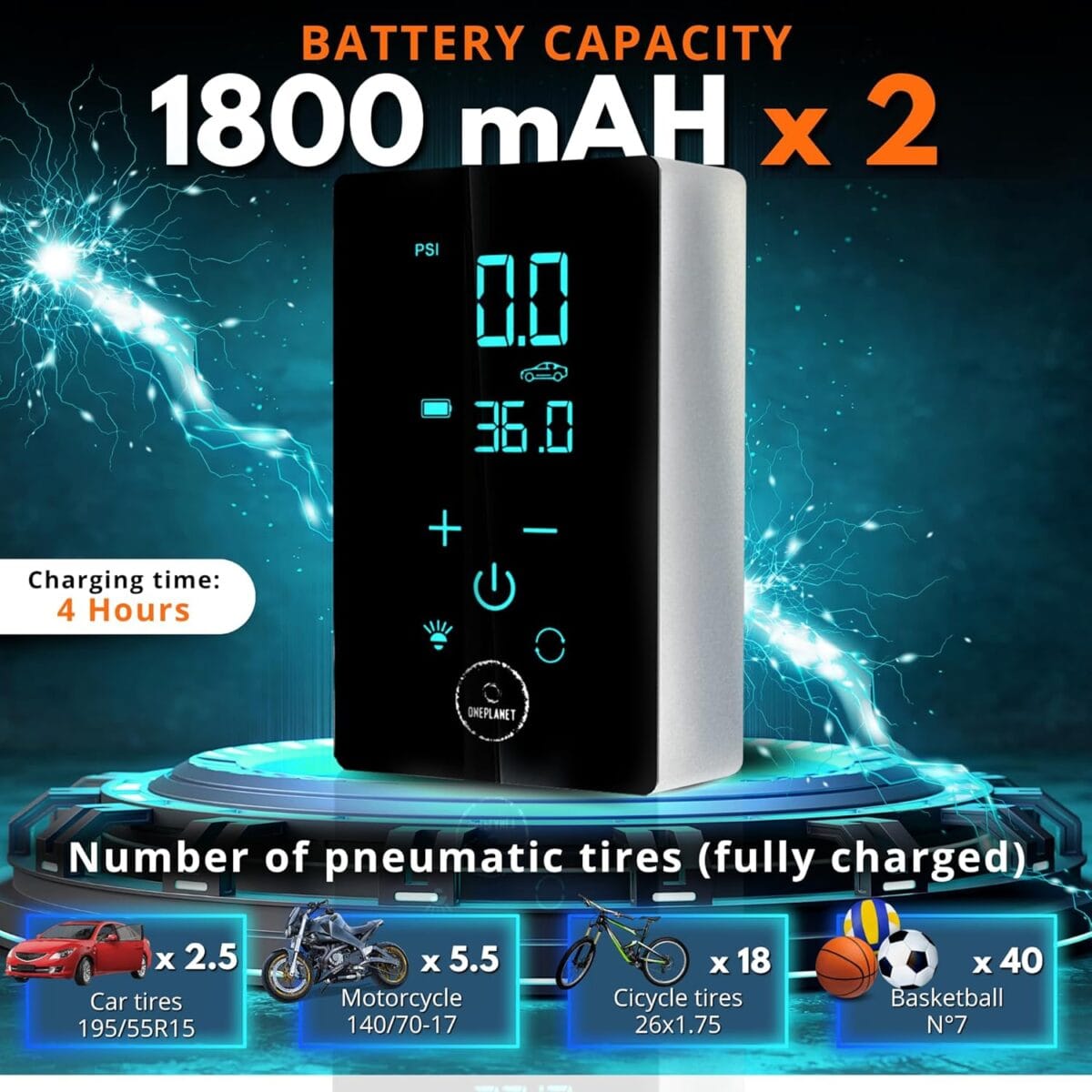 Tire Inflator Portable Air Compressor – Rechargeable Air Pump for Car Tires 150PSI & 18000mAh Portable Air Compressor with LCD Touch Screen