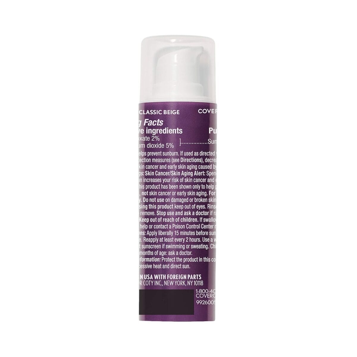 COVERGIRL Advanced Radiance Age Defying Liquid Foundation in Classic Ivory, Hides Wrinkles & Lines, Sensitive Skin Safe, Packaging May Vvary